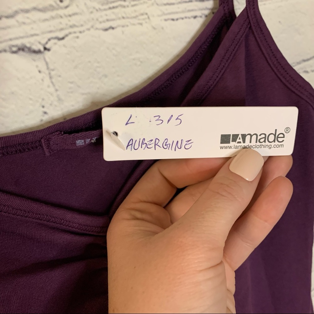 Revolve LAmade V-neck Ruched Short Slip Dress Aubergine Size Small NWT - Picture 3 of 6
